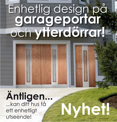 Enhetlig design på garageportar och ytterdörrar! Enhetlig design på garageportar och ytterdörrar!
