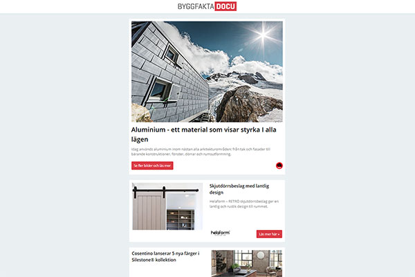 Aluminium - ett material som visar styrka I alla lägen, Cosentino lanserar 5 nya färger i Silestone® kollektion, Reducera tid och kostnader med Jackon Thermodrän®