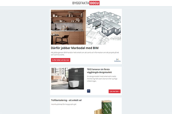 Därför jobbar Marbodal med BIM, TECE lanserar sin första vägghängda designtoalett, Träfiberisolering från Hunton – ett enkelt val