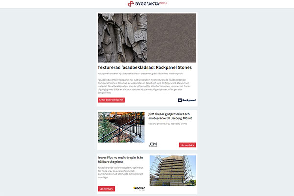 Texturerad fasadbeklädnad: Rockpanel Stones | JOM skapar gjutjärnstaket och smidesräcke till Liseberg 100 år! | Isover Plus nu med träreglar från hållbart skogsbruk