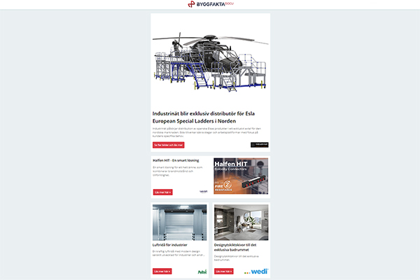 Industrinät blir exklusiv distributör för Esla European Special Ladders i Norden | Luftridå för industrier | Designytskiktskivor till det exklusiva badrummet | Touchscreen i nytt format