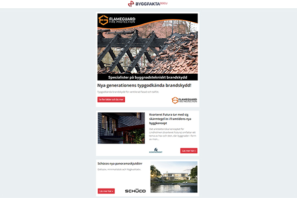 Nya generationens typgodkända brandskydd! | Kvarteret Futura tar med sig skärmtegel in i framtidens nya byggkoncept | Schücos nya panoramaskjutdörr | Martins hiss gav honom större trädgård