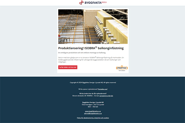 Produktlansering! ISOBRA® balkonginfästning - En smidigare produktion och ett enklare montage av balkong!