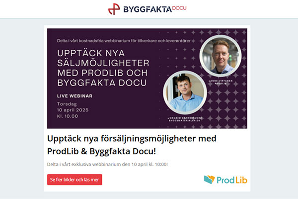 Upptäck nya försäljningsmöjligheter med ProdLib & Byggfakta Docu!