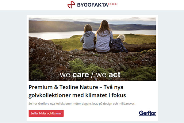 Premium & Texline Nature – Två nya golvkollektioner med klimatet i fokus | Vikten av bra ergonomi | nBOX - boxrevolutionen | En värld av hållbara lösningar i glas och aluminium