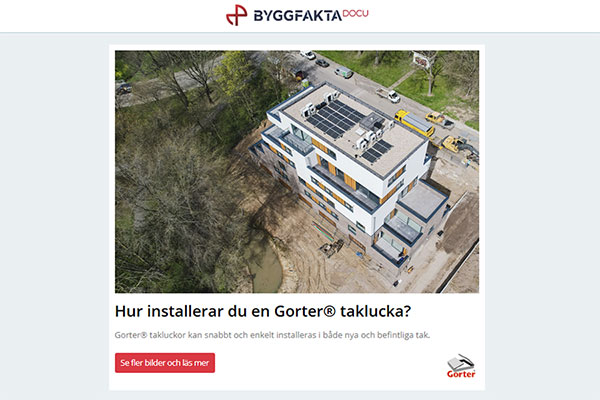 Hur installerar du en Gorter® taklucka? | Smart modern karusell oavsett säkerhetskrav! | Inspirerande Colours of Wellbeing | Rockpanel lanserar nya EPD:er