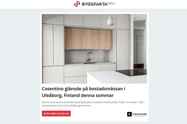 Cosentino glänsde på bostadsmässan i Uleåborg, Finland denna sommar | Nyhet, 7 Karusellvarianter för alla ändamål! | Skånefabriken rekommenderar, levererar och monterar Snabbrullportar från Dynaco