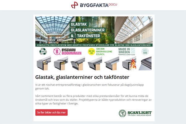 Glastak, glaslanterniner och takfönster | Blidsbergs nya satsning heter Centro | Skräddarsydda brandskyddslösningar | När taksäkerhet och arkitektur samspelar