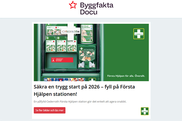 Säkra en trygg start på 2026 – fyll på Första Hjälpen stationen! | När brandskydd integreras harmoniskt i arkitekturen | Nyhet – Rockfon® LowCarbon bärverk
