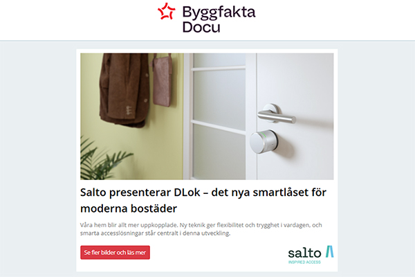 Salto presenterar DLok – det nya smartlåset för moderna bostäder | Nyhet! Gradäng Colosseum | De 7 starkaste inredningstrenderna 2026 | Upptäck produkter som uppfyller alla byggkrav