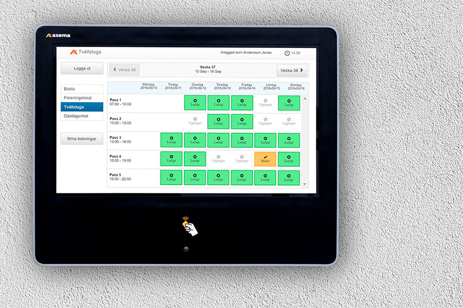 Digital bokningstavla med pekskärm