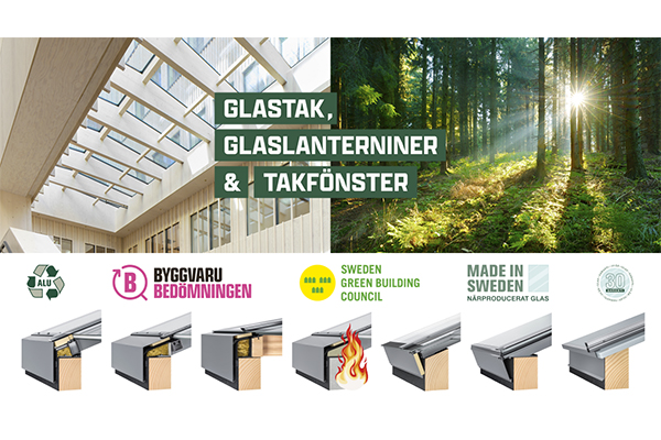 Glastak, glaslanterniner och takfönster