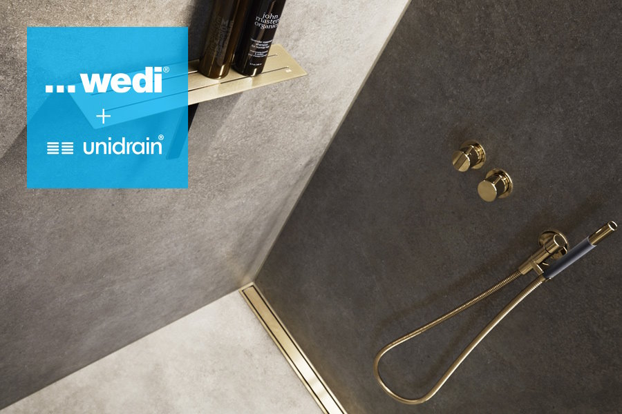Golvelement: wedi Riolita till Unidrain