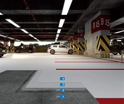 Mapefloor Parking System PU/PD PARK: Flerskikts polyuretanbeläggning för vattentätning av invändiga parkeringsarealer