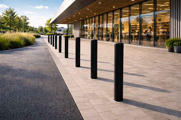 Pollare och cykelställ på lager för snabb leverans.