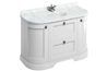 Tvättställsskåp rundat Burlington - 134 cm vit/Carrara/låda