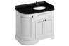 Tvättställsskåp rundat hörn Burlington - 100 cm vit/svart granit